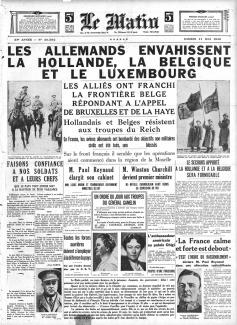 Le Matin, une du 11 mai 1940 ©gallica.bnf.fr / BnF