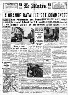 Le Matin, Une du 13 mai 1940 ©gallica.bnf.fr / BnF