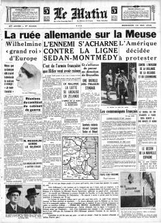 Le Matin, Une du 15 mai 1940 ©gallica.bnf.fr / BnF