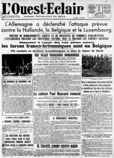 L'Ouest Éclair, une du 11 mai 1940 ©gallica.bnf.fr / BnF