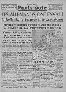 Paris Soir, Une du 11 mai 1940 ©gallica.bnf.fr / BnF