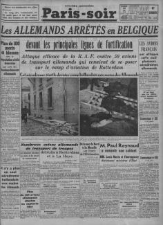 Paris soir, Une du 12 mai 1940 ©gallica.bnf.fr / BnF