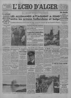 L'Écho d'Alger, Une du 14 mai 1940 ©gallica.bnf.fr / BnF