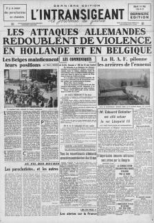 L'Intransigeant, Une du 14 mai 1940 ©gallica.bnf.fr / BnF