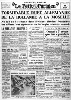 Le Petit Parisien, Une du 14 mai 1940 ©gallica.bnf.fr / BnF