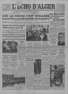 L'Écho d'Alger, Une du 15 mai 1940 ©gallica.bnf.fr / BnF