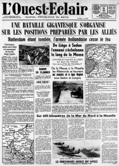 L'Ouest-Éclair, Une du 15 mai 1940 ©gallica.bnf.fr / BnF