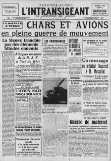 L'Intransigeant, Une du 17 mai 1940 ©gallica.bnf.fr / BnF