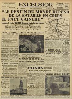 Excelsior, Une du 18 mai 1940 ©gallica.bnf.fr / BnF