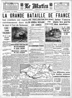 Le Matin, Une du 8 juin 1940 ©gallica.bnf.fr / BnF