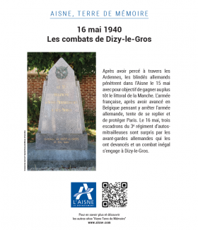 Plaque mémorielle - Combats de Dizy-le-Gros