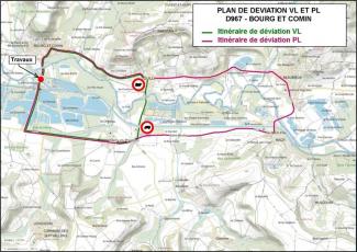 Plan de déviation VL et PL Bourg-et-comin © CD02