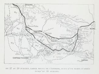 Le recul de l'armée allemande jusqu'au 31 juillet 1918