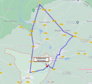 Itinéraire de déviation travaux reconstruction pont RD28