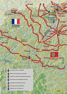 Carte de la défense de la vallée de l’Oise et du Vermandois. ©F. Lefort, CD02.