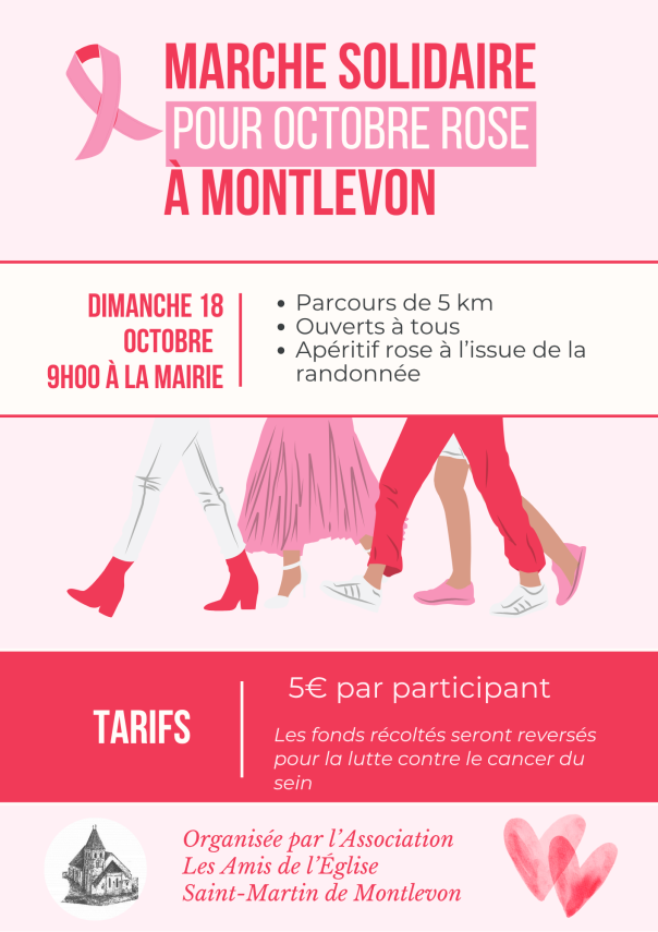 Affiche Marche Caritative Octobre Rose Moderne Simple Rose  - 1