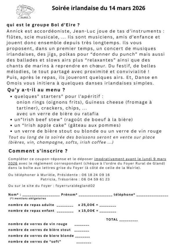 Soirée irlandaise gland 1